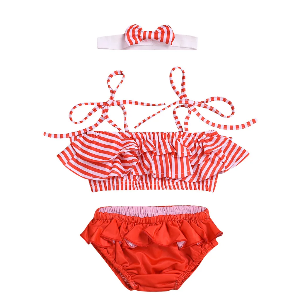 Бикини для маленьких девочек Раздельный купальник лето 2020 полосатые пляжные