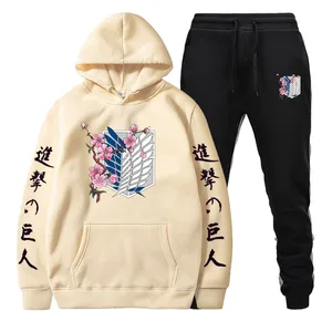 Men's Clothing Pullover Fashion Trend Anime Hoodies Harajuku Graphic Sets Flower Badge Printing Suit Streetwear Casual Tops 10 item image
