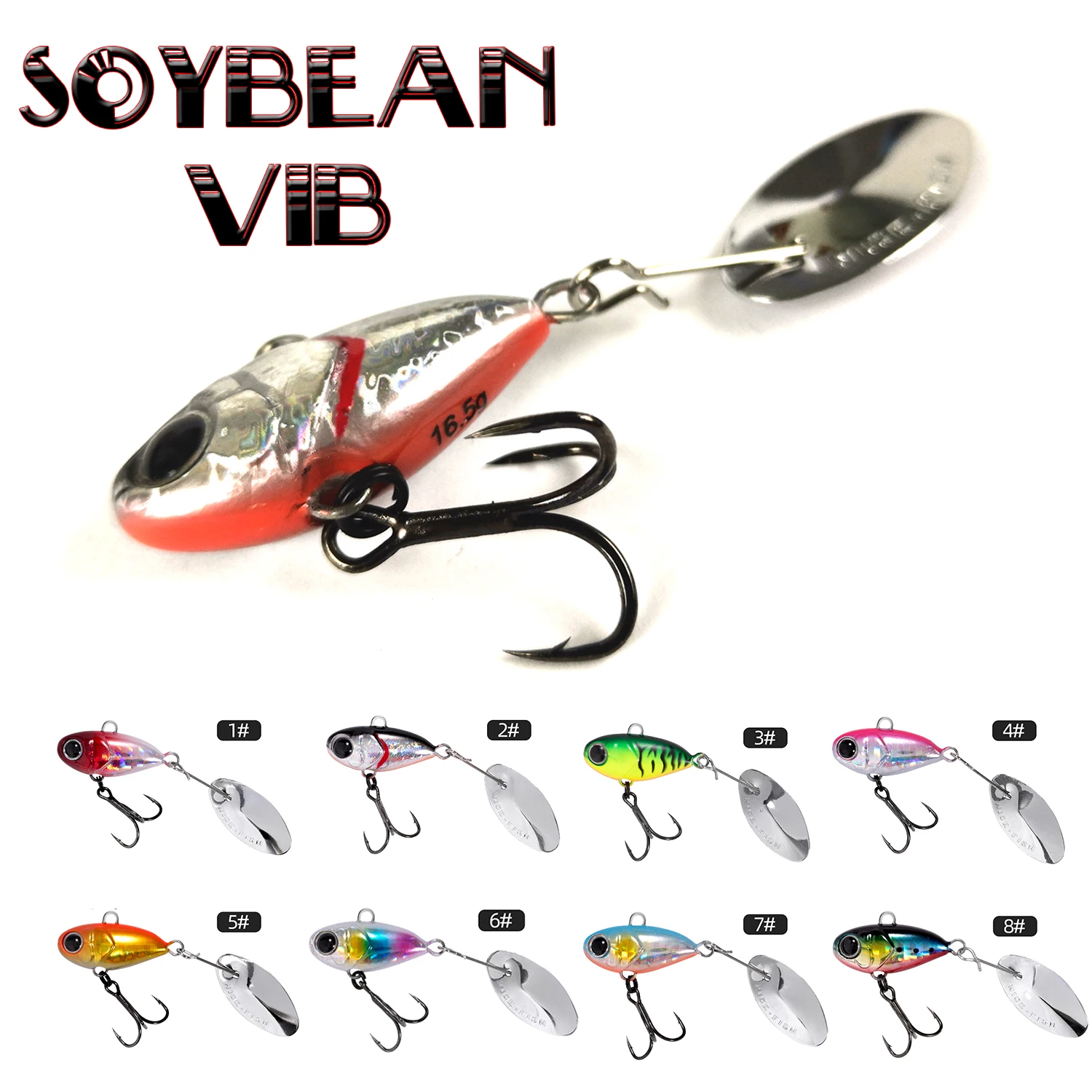 

NICEFISH Brand SOYBEAN Metal VIB Lure 7/12/16.5g Spinning Spoon Cicada Vibration Artificial Jig Bait For Sea Bass Pike Fishing