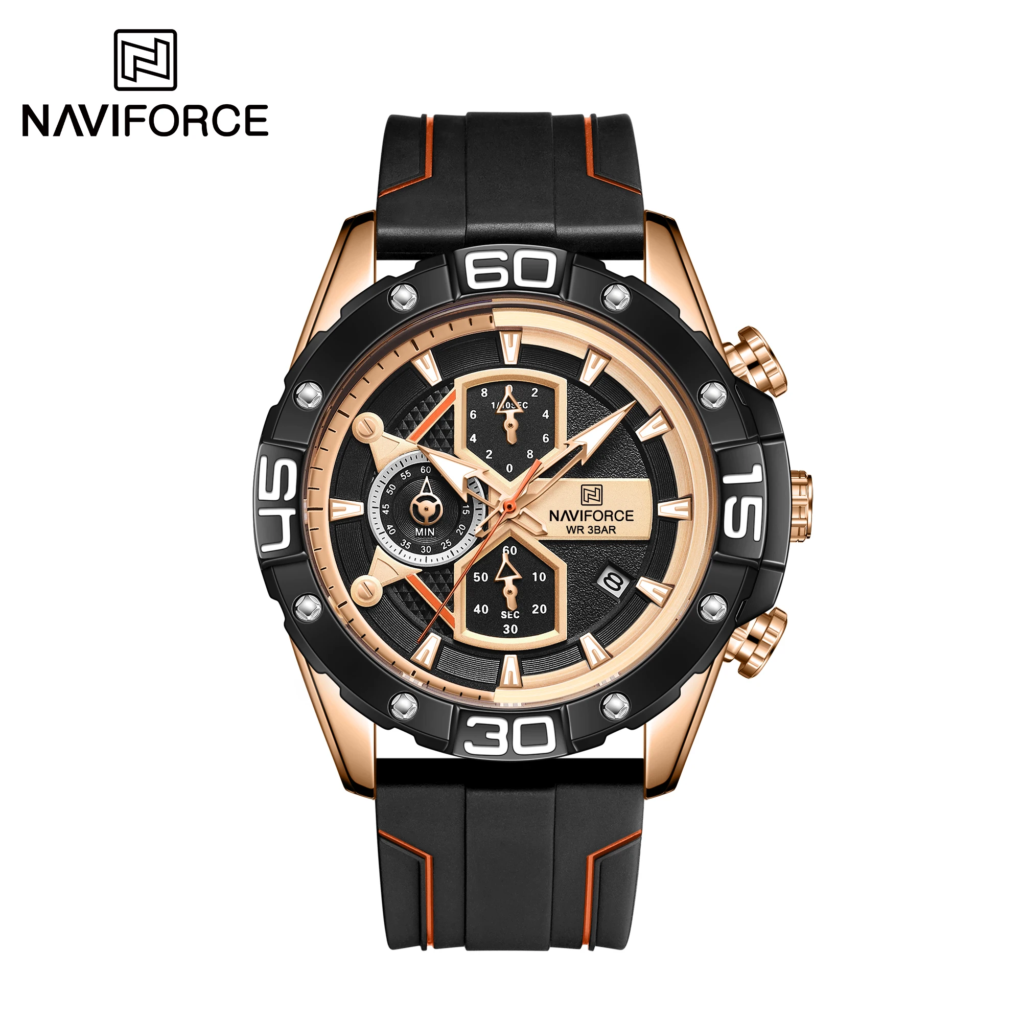 

NAVIFORCE Sport Watches Men Chronograph Luxury Brand Black Military Silicone TPU Strap Wristwatch Clock FashionWaterproof 2021