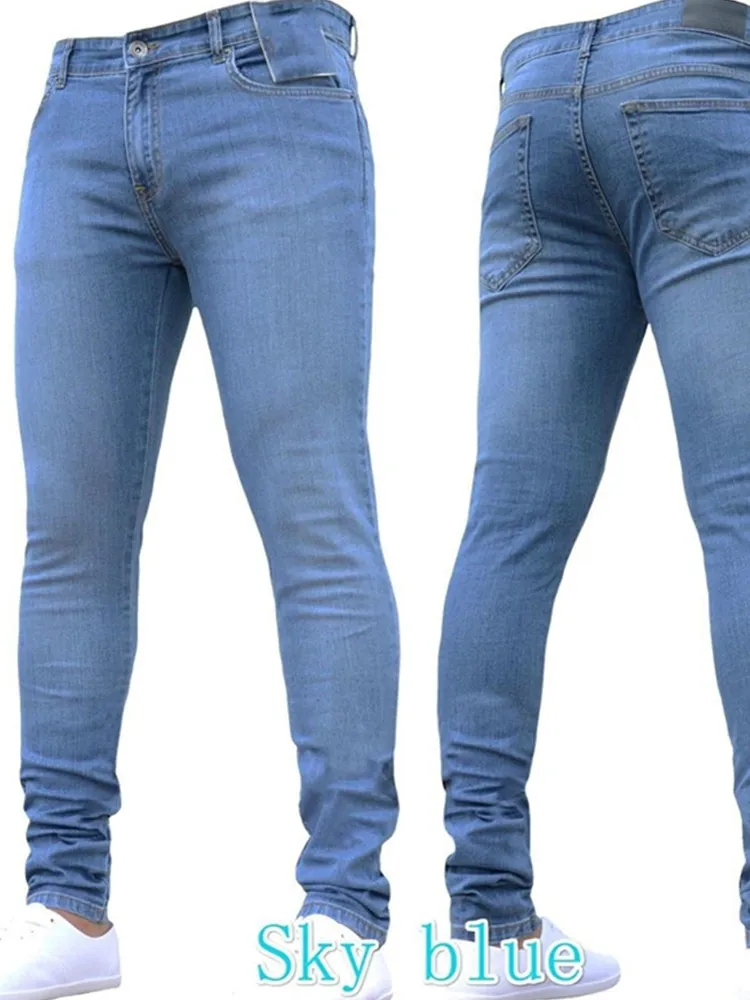 Jeans Men Casual Black Slim Pencil Pants Male Fashion Skinny Biker Pants Street Hip Hop Party Denim Clothing Men S-3XL