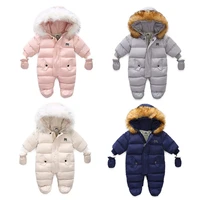 baby girls boys winter romper cute warm long sleeve jumpsuit outfits zipper hooded down jumpsuits with gloves toddler footies