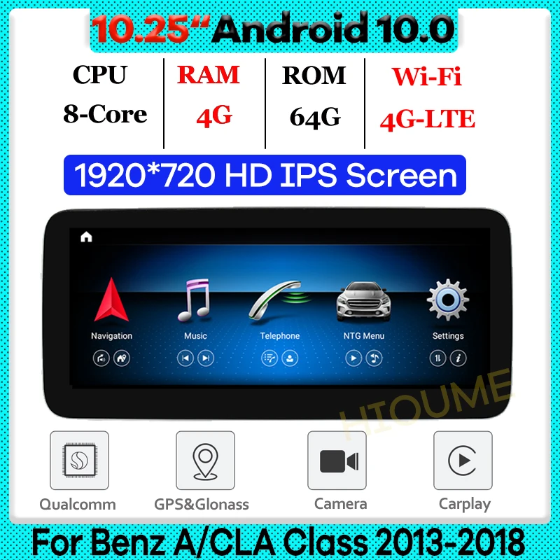 Автомобильный мультимедийный плеер Snapdragon 10 25 дюйма Android 0 GPS радио для Mercedes Benz A W176