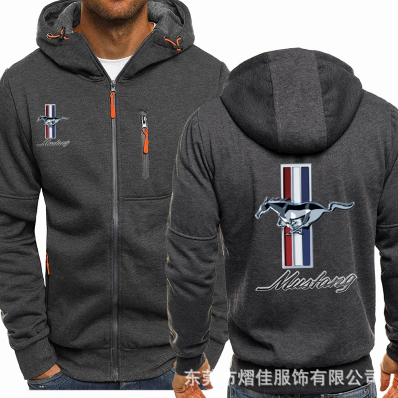 

2021 fashion men's Spring New motorcycle MUSTANG Hoodie cotton casual zipper men's Hoodie