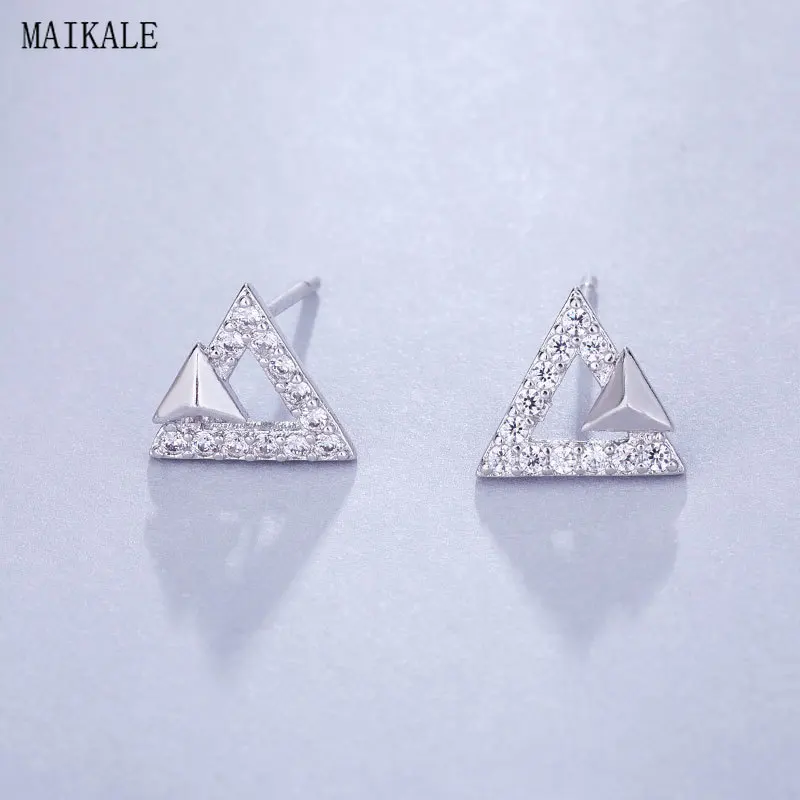 MAIKALE, очаровательные маленькие серьги-гвоздики, серьги в форме звезды/Креста/треугольника/руки, серьги в форме кубического циркония, жемчужные медные серьги для женщин, подарок для девушек