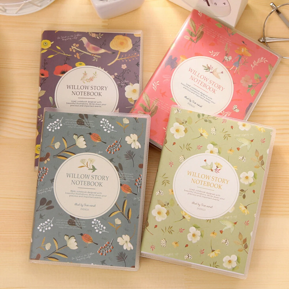 

1 Korean Kawaii Cute Flower & Birds Notebook Diary Book Notepad Kawaii Stationery School Supplies Gift For Kids Papelaria