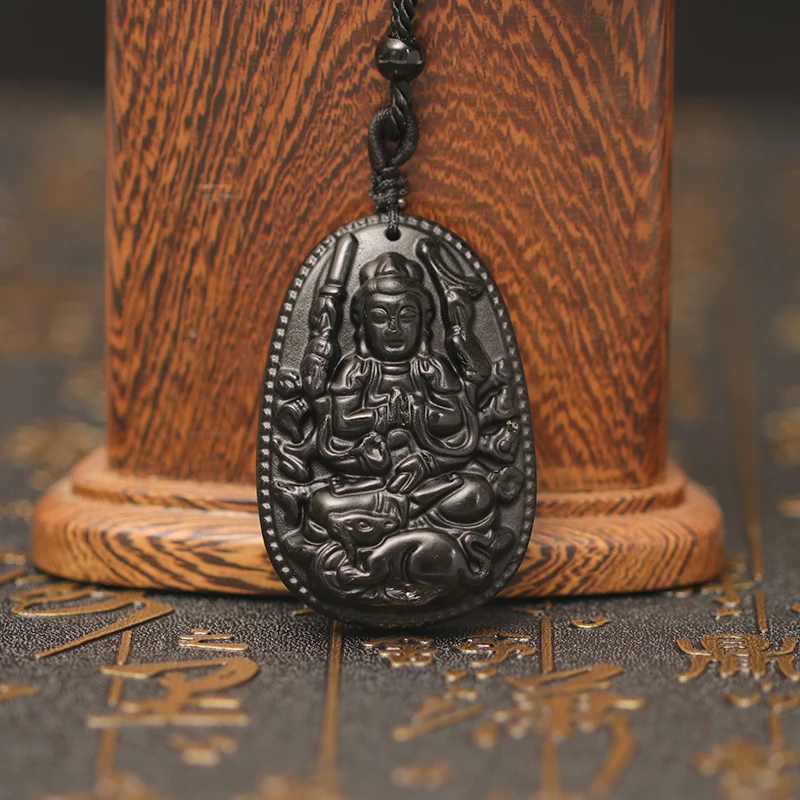 1 шт. обсидиановый резной амулет Будды на удачу ожерелье для мужчин и женщин