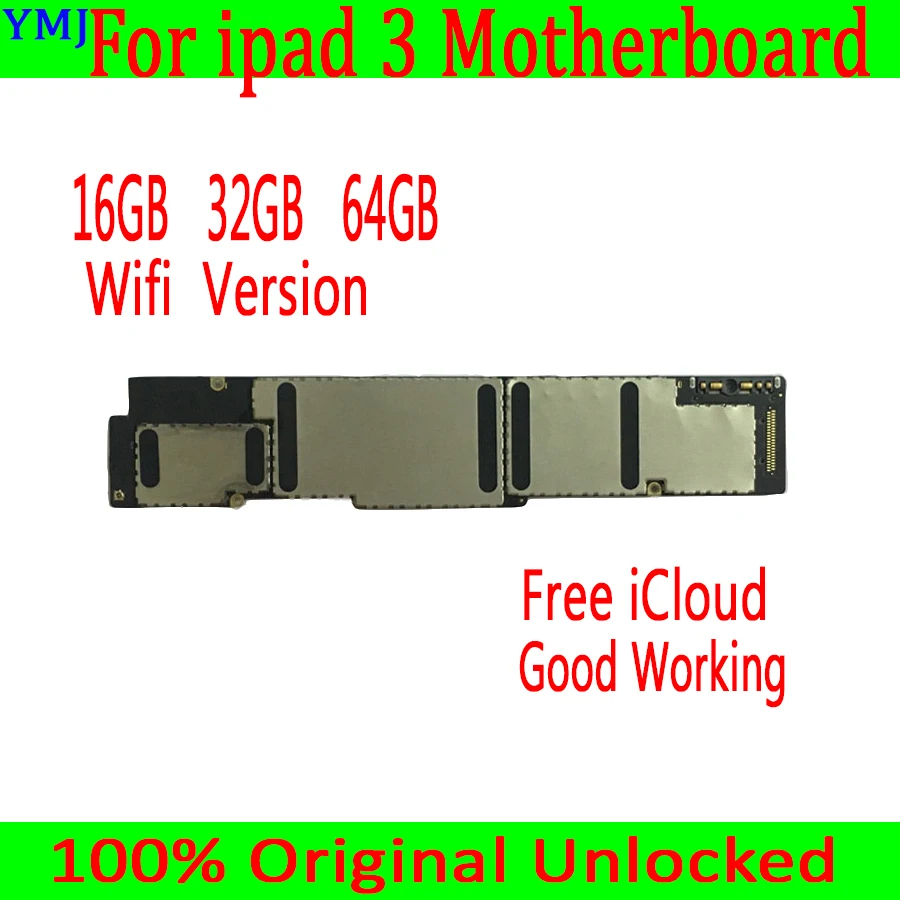 Оригинальная разблокированная материнская плата для iPad 3, бесплатный iCloud, Wifi версия для iPad 3, материнская плата с полным чипом, 16 ГБ/32 ГБ/64 ГБ