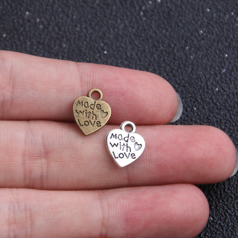 Винтажные подвески в форме сердца из металлического сплава 20 шт./лот 10*12 мм