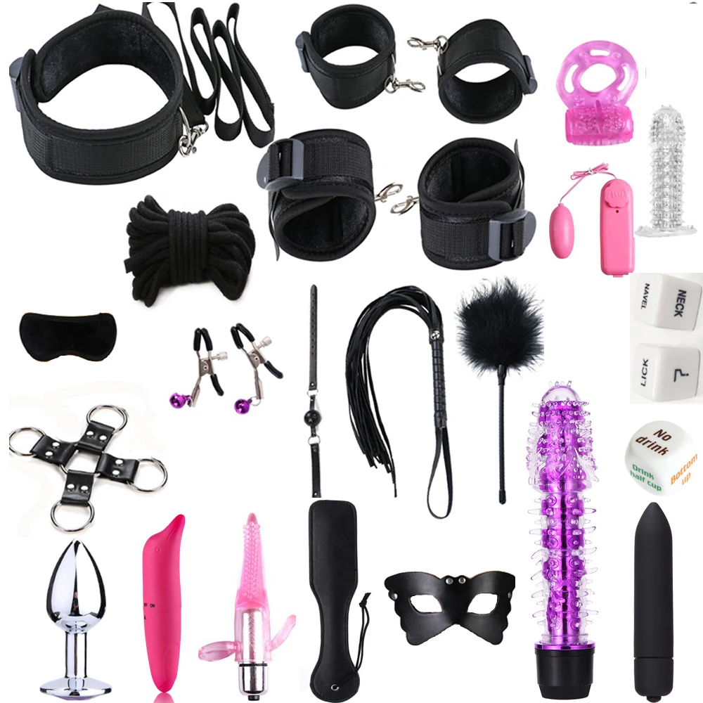 23 шт. эротические наручники кнут для рта металлическая Анальная пробка Набор
