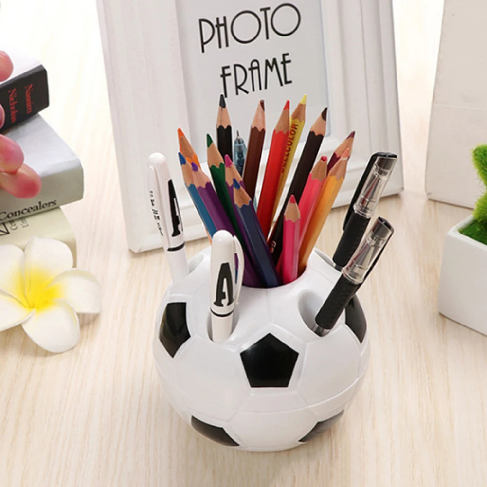 

Cute Football Shaped Pen Holder Plastic Pencil Storage Rack Box Organizer Container Student Stationery Office Home Desktop Decor