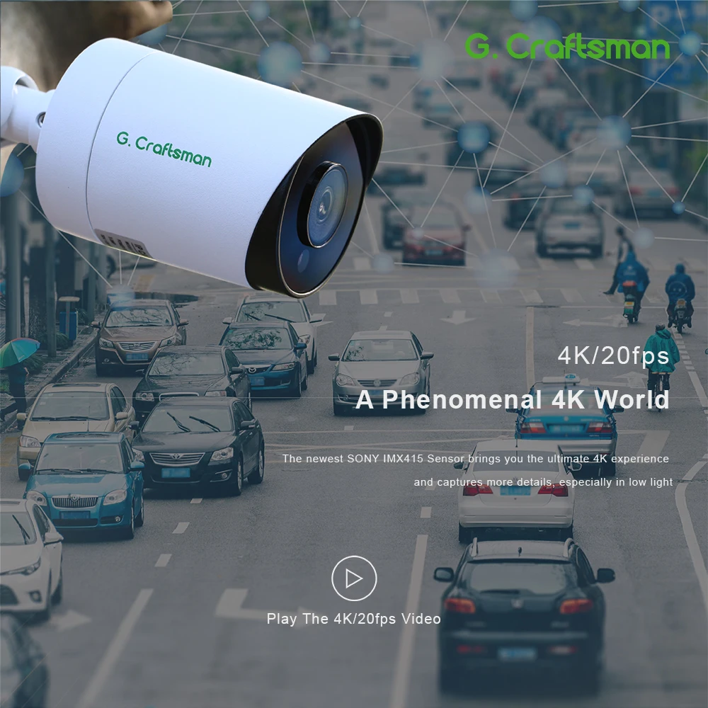 4-канальный набор POE системы CCTV безопасности 4K Sony IMAX415 H.265 8-канальный NVR Наружная водонепроницаемая аудио IP-камера Система видеонаблюдения с сигнализацией и видео P2P.