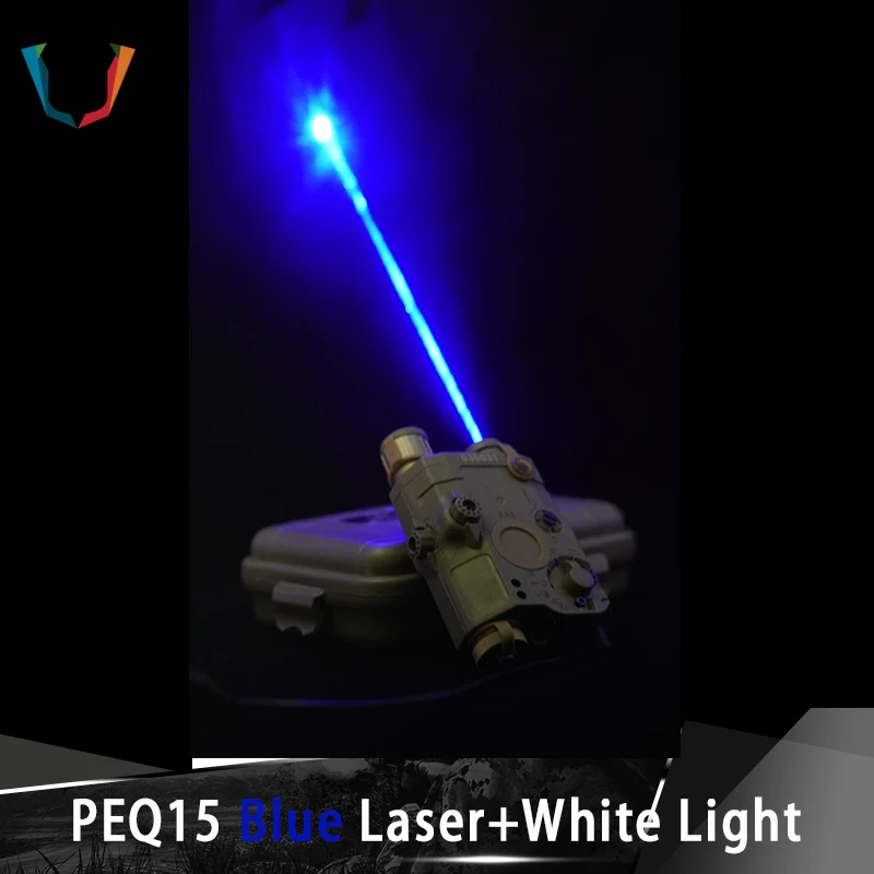 Тактический Airsoft вспышка светильник PEQ 15 лазер формата Blue ray + белый для печати или