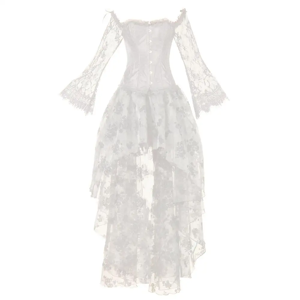 

Кружевные рукава стимпанк корсет платье для похудения Бурлеск одежда со стальными косточками Дворцовый стиль сексуальный готический бюст...