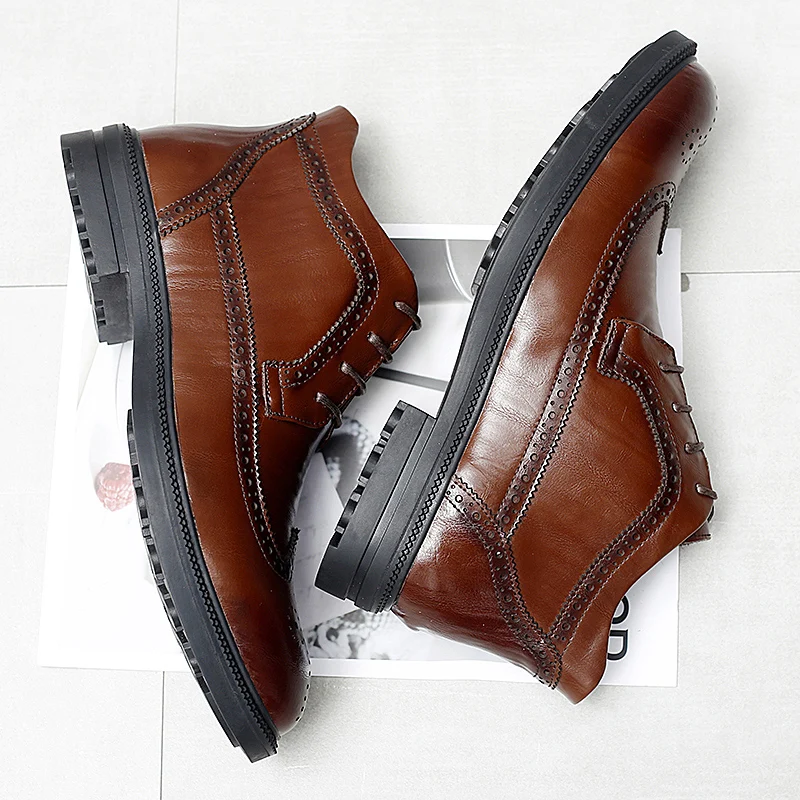 Мужские ботинки-оксфорды MVVT из натуральной кожи зимние деловые полуботинки |