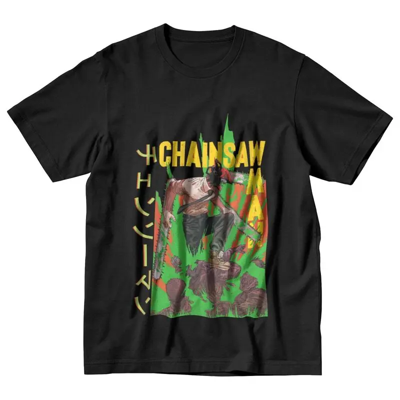Gorgeous Chainsaw Man T Shirt Men Short Sleeves Pure Cotton T-shirt Casual Anime Manga Brutal Denji Tee Fashion Graphic Tshirt