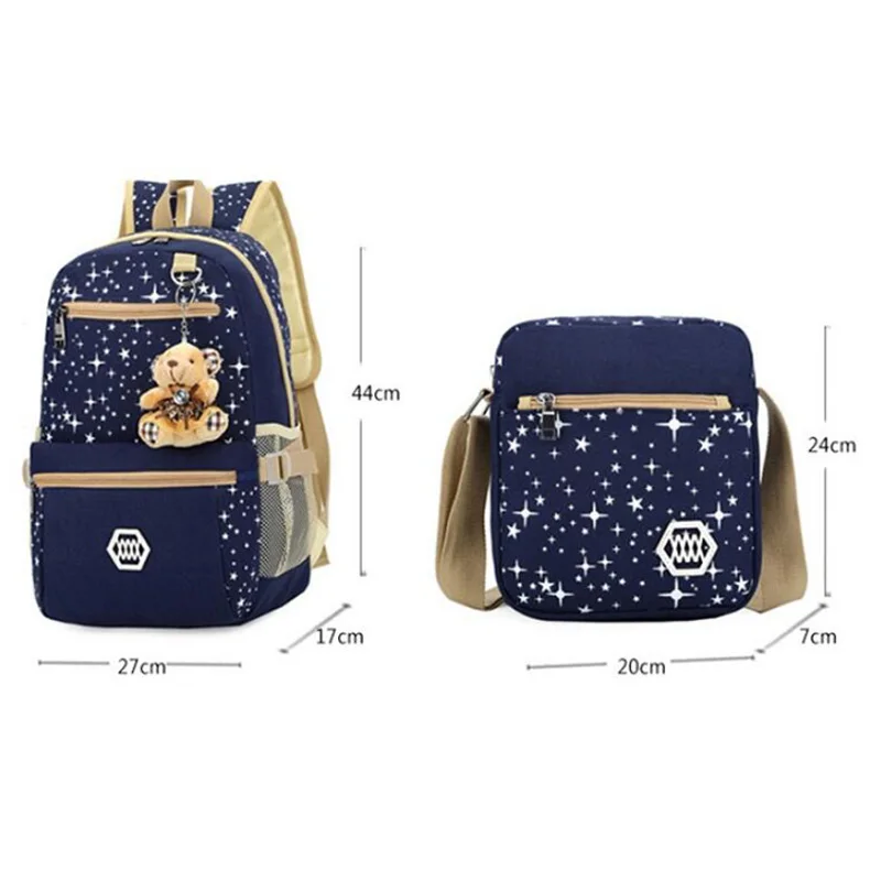 3 шт./компл. женский рюкзак школьные сумки для подростков девочек с принтом звезды