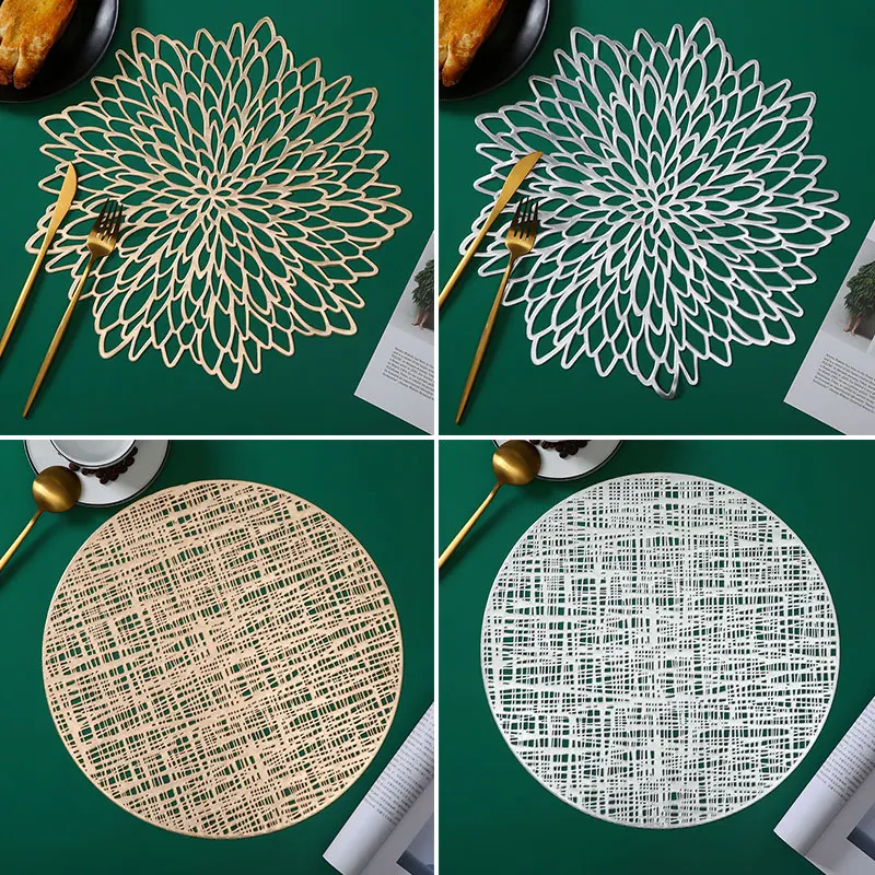 

Round PVC Placemat Kitchen Dining Table Mats Steak Pad Anti-scalding Insulation Pads INS Nordic Hotel Restaurant Home Decor