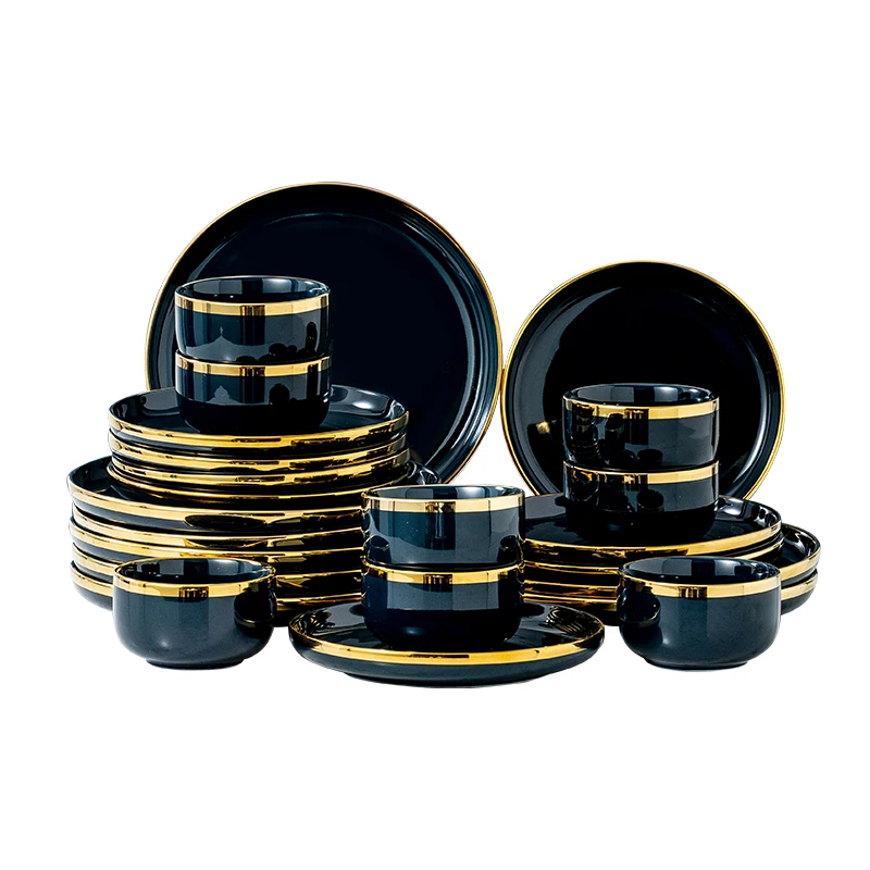 

12/18/24-Piece Ceramic Dinner Set with Dinner Plate,Dessert Plate,Bowl Plates and Bowls Set Service for 8 Person Tableware Set