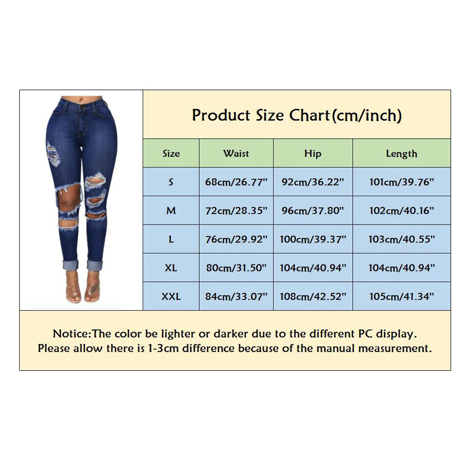 

Summerwomen'sjeans 2021 High Waist Broken Hole Stretch Classic Style Slim-fit Ripped Skinny Jeans For Women's Sexy Hole Jeans