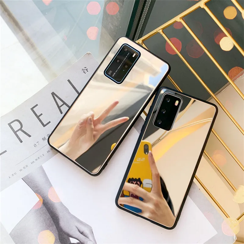 

HD Mirror Plating Phone Case For Huawei Mate 20 Pro Lite Luxury For huawei P20 P30 P40 Pro Lite Case Shockproof Back Cover shell