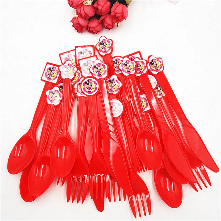 82 шт. розовый красный Минни Маус принадлежности для вечеринок на день рождения