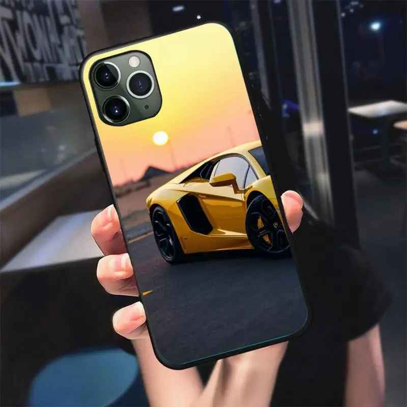 

HPCHCJHM luxury cool sports car Phone Case For Black-Iphone 5 5s se 6 6s 7 8 11 12 X Xs Xr Pro Plus Max Mini Cover