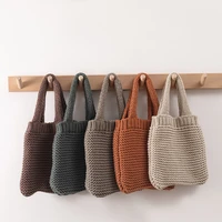 casual knitting tote bag for women faux woolen lady shoulder bag crochet handbags warm large capacity shopper purses 2021 winter