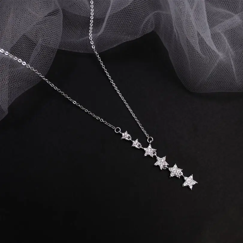 

Dazzling Zircon Six Stas Pendant Necklaces For Women Trend Short Clavicle Chain 925 Sterling Silver Wedding Jewelry SAN199