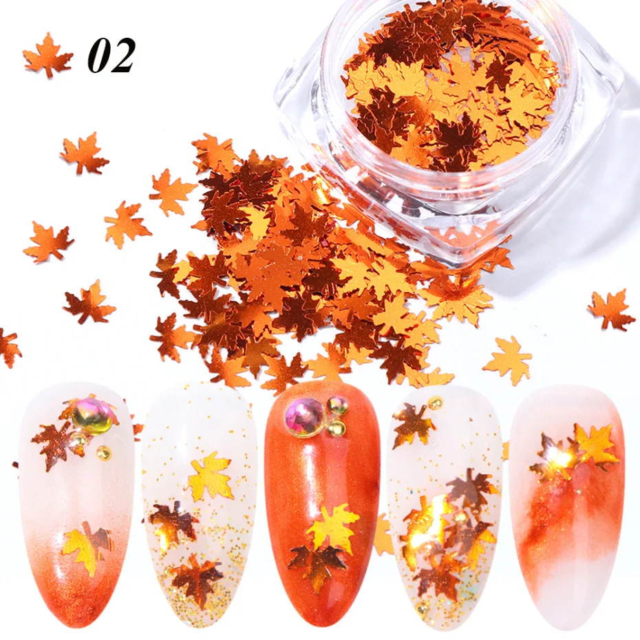 

Nail Glitter Maple Leaf Nail Sequins Glitter Style Symphony Gradient Maple Leaf Decoration 3d Nail Art Sequin Nails Thanksgiving