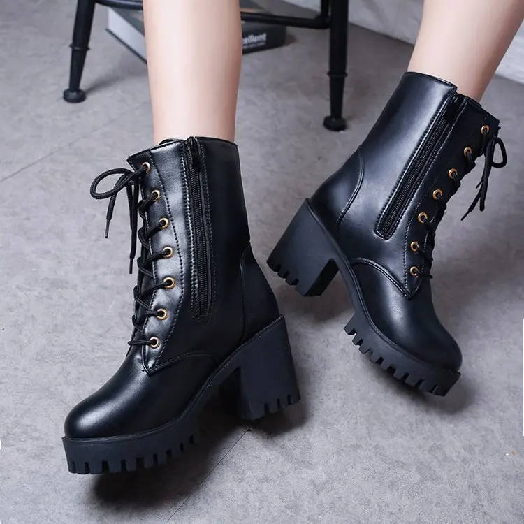 Top Quality Split Leather Women Boots Dr new Boots Shoes High Top Motorcycle Autumn Winter Shoes Woman Snow Boots ty67