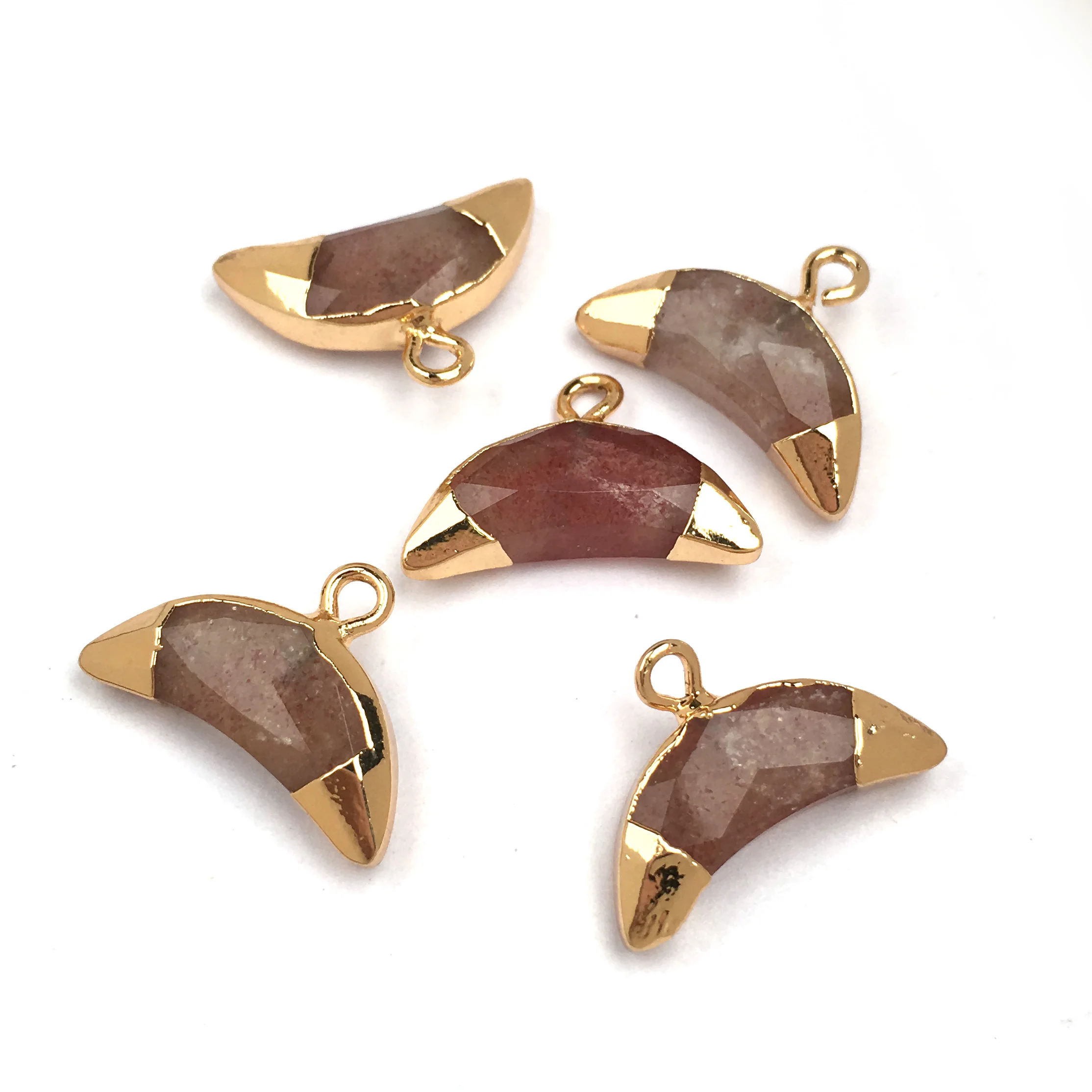 

Natural Stone Pendant 2pc/pack Moon Shape Pendant for Women Jewelry Making DIY Necklaces Earrings Accessories Size 13x18 mm