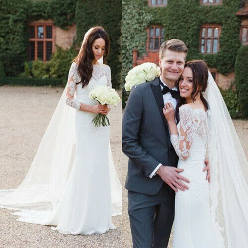 Винтажные кружевные свадебные платья-футляры 2020 платья с длинным рукавом и