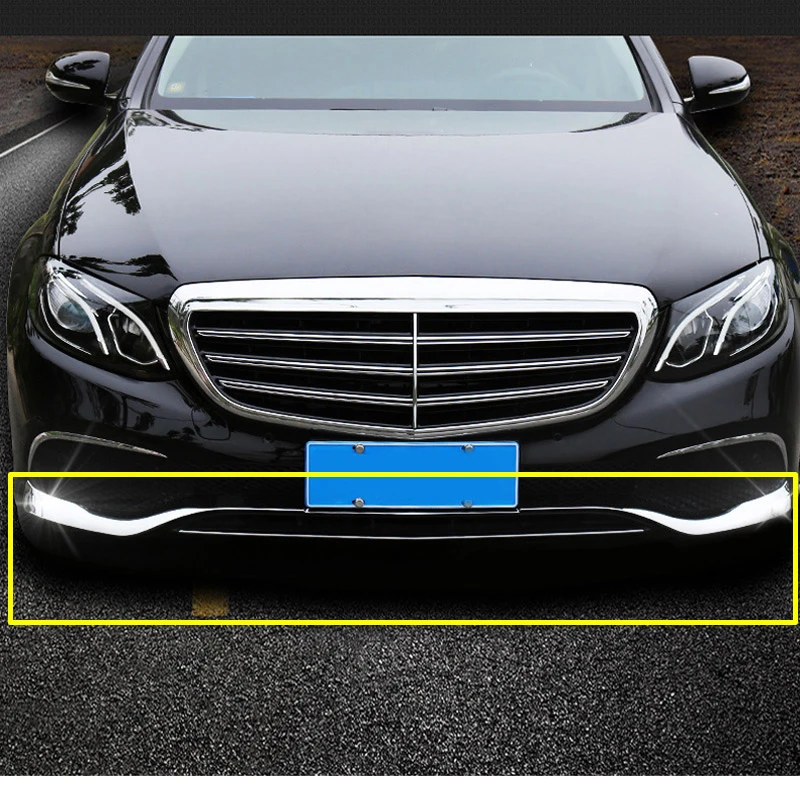 3 шт. углеродного волокна ABS хромированный передний бампер пластина для Mercedes Benz E Class W213- автомобильные аксессуары
