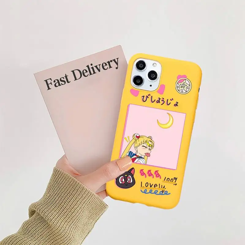 

Cute Japanese Anime Sailor Moon Phone Case Candy Color for iPhone 11 12 mini pro XS MAX 8 7 6 6S Plus X SE 2020 XR