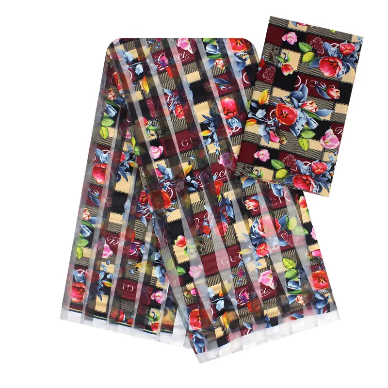 African wax ankara fabric hot selling silk organza fabric ribbon organza fabric for dress 4+2yards