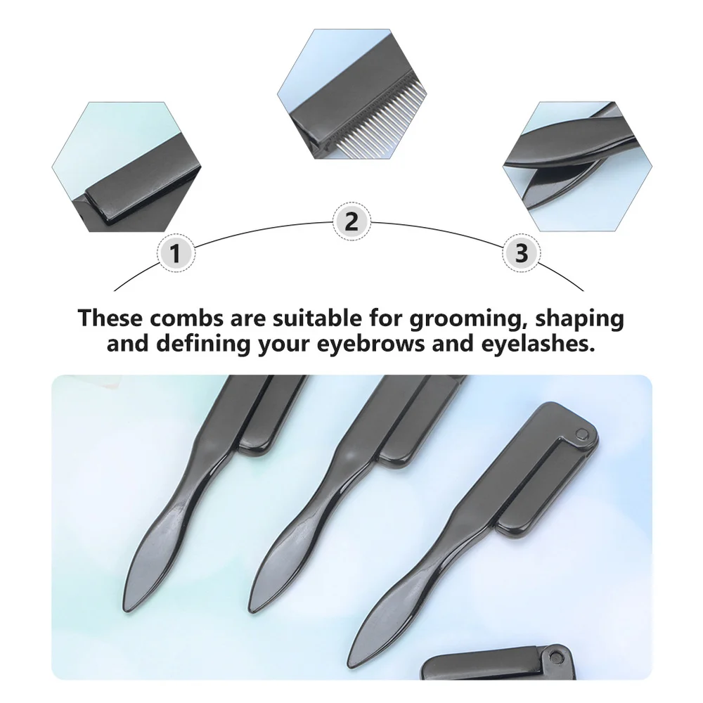 

2pcs Stainless Steel Eyelash Brow Comb Folding Eyebrow Eyelash Combs Brush