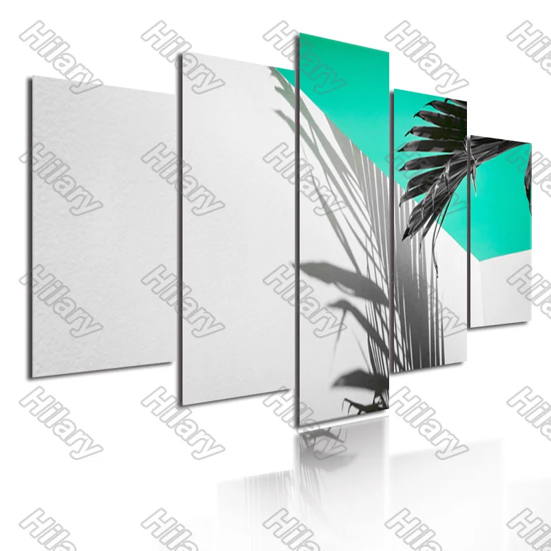 

Poster Leaves Shadow Grey Green Plant Canvas Painting 5Pcs Posters Painting Wall Art Decoration for Living Room Frameless Style