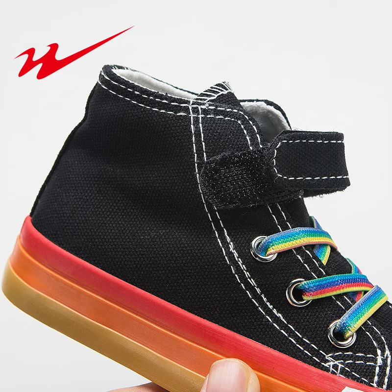 Детская обувь с двойной звездой Парусиновая высоким берцем Обувь для