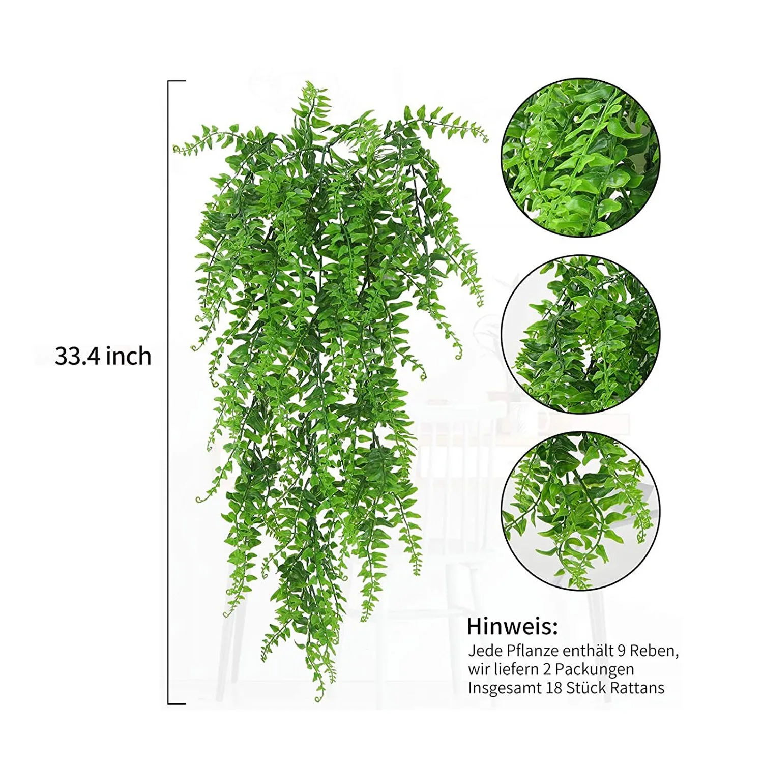 

2 Pack Artificial Hanging Plants Fake Ivy Leaves Wall Decoration Indoor Outdoor Leaves Garland Vine Wall Indoor Outdoor Gardon