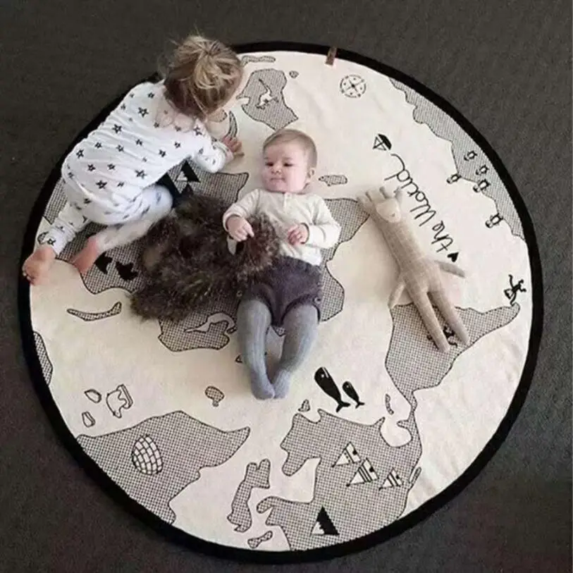 

World Map Play Mat Baby Crawling Mat Canvas Carpet Children Room Decoration Mat Carpet Photo Background Blanket Picnic Nap Mat