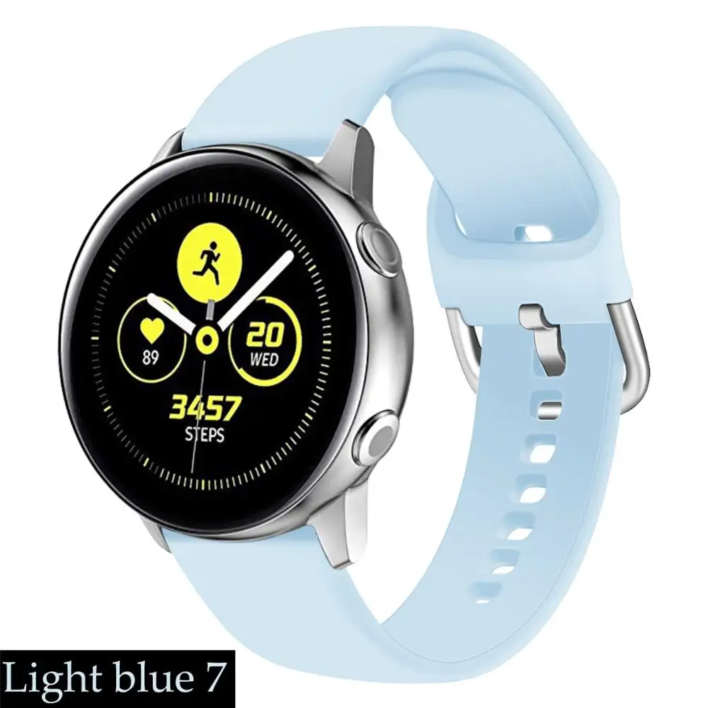 light blue 7 Силиконовый ремешок pulseira для samsung galaxy watch 46 мм gear s3 S2 huawei watch gt 20/22 мм galaxy watch active Ремешки для наручных часов - Цвет ремешка: light blue 7