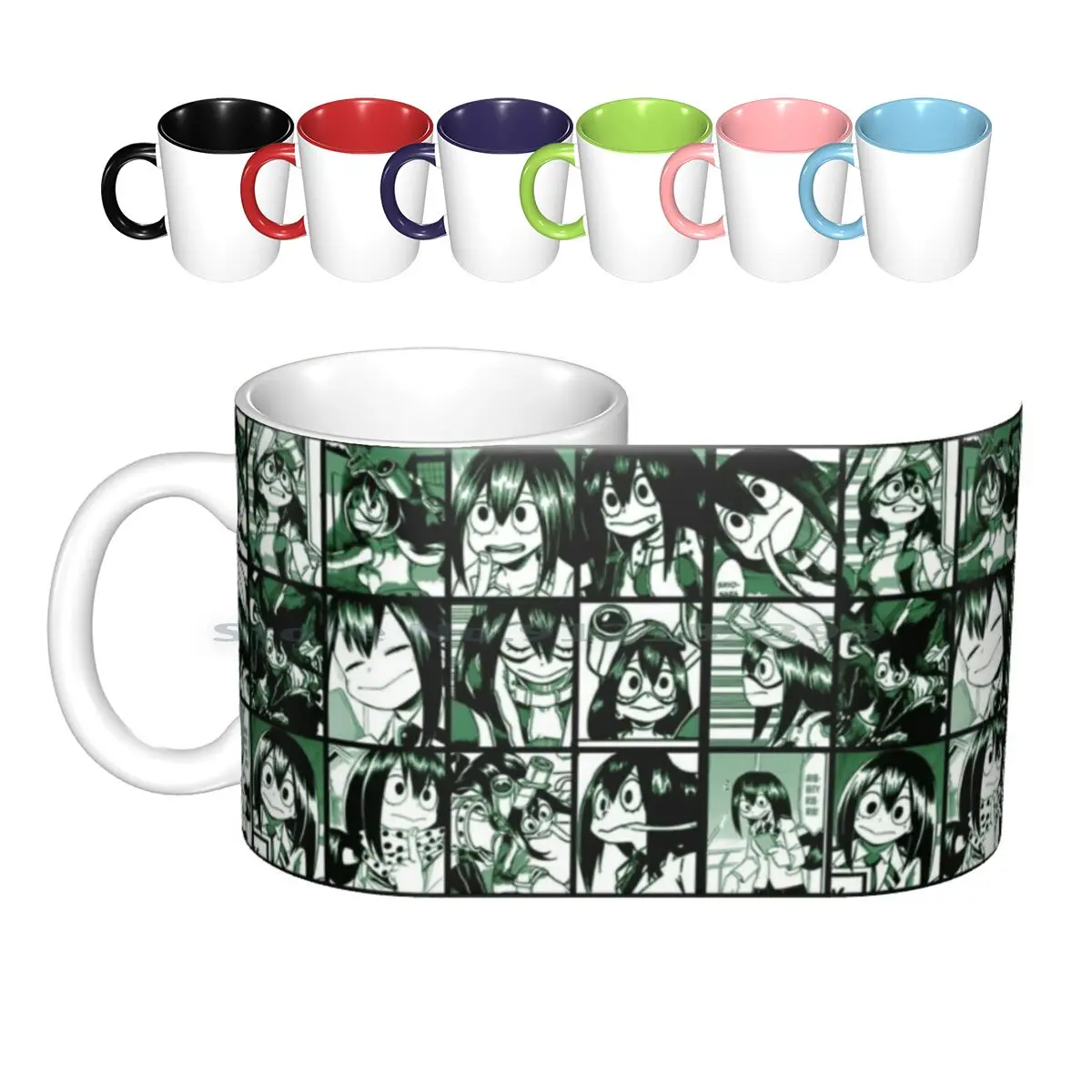 Керамические кружки Tsuyu Asui коллаж цветная версия кофейные чашки кружка для