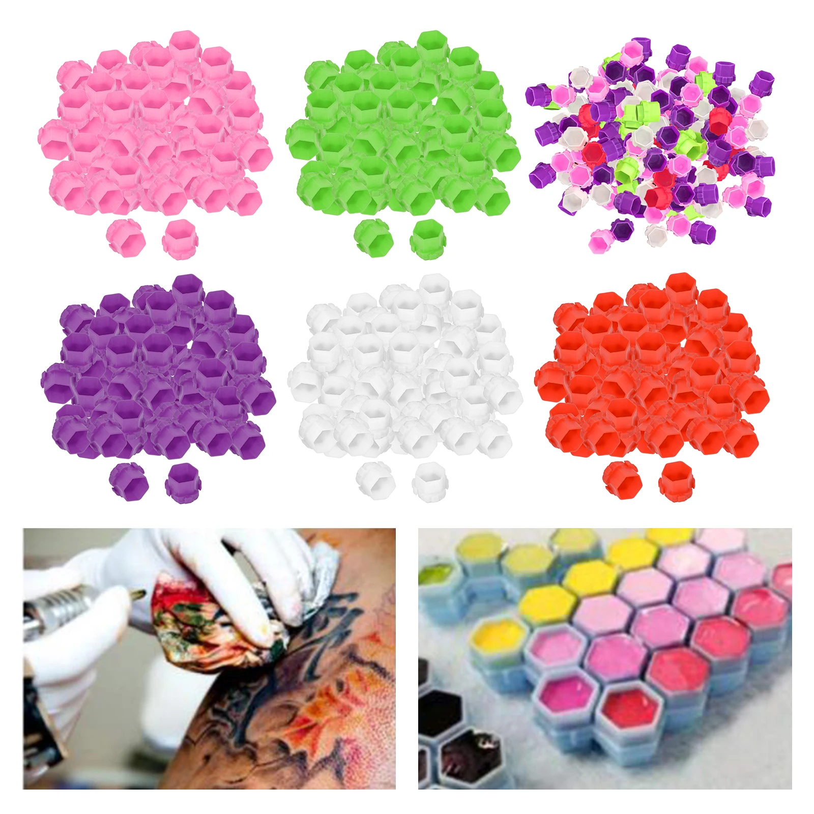 

200 Pieces Plastic Honeycomb Pigment Holder Tattoo Ink Cups for Beginners