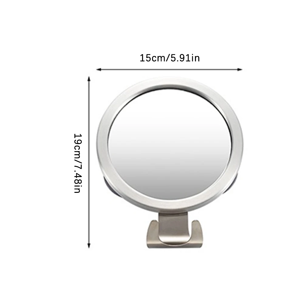 

Shaving Mirror Shower Mirror Fogless Bath Mirror with Suction Cups Razor Holder Hook Round for Bathroom Wall Door Silver
