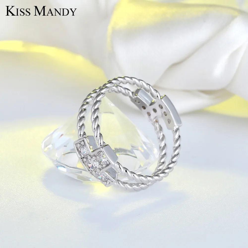 Поцелуй Манди серебряные геометрические кольца для женщин классические полые