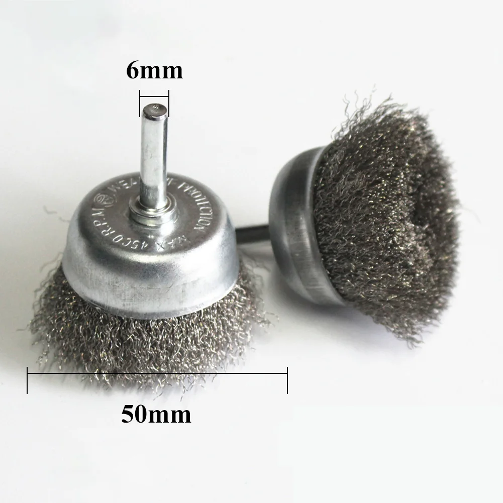 

50mm Wire Cup Brushes For Drills Steel Brass Coated Rust Paint Remover Wire Brushes 1Pcs Wire Brush