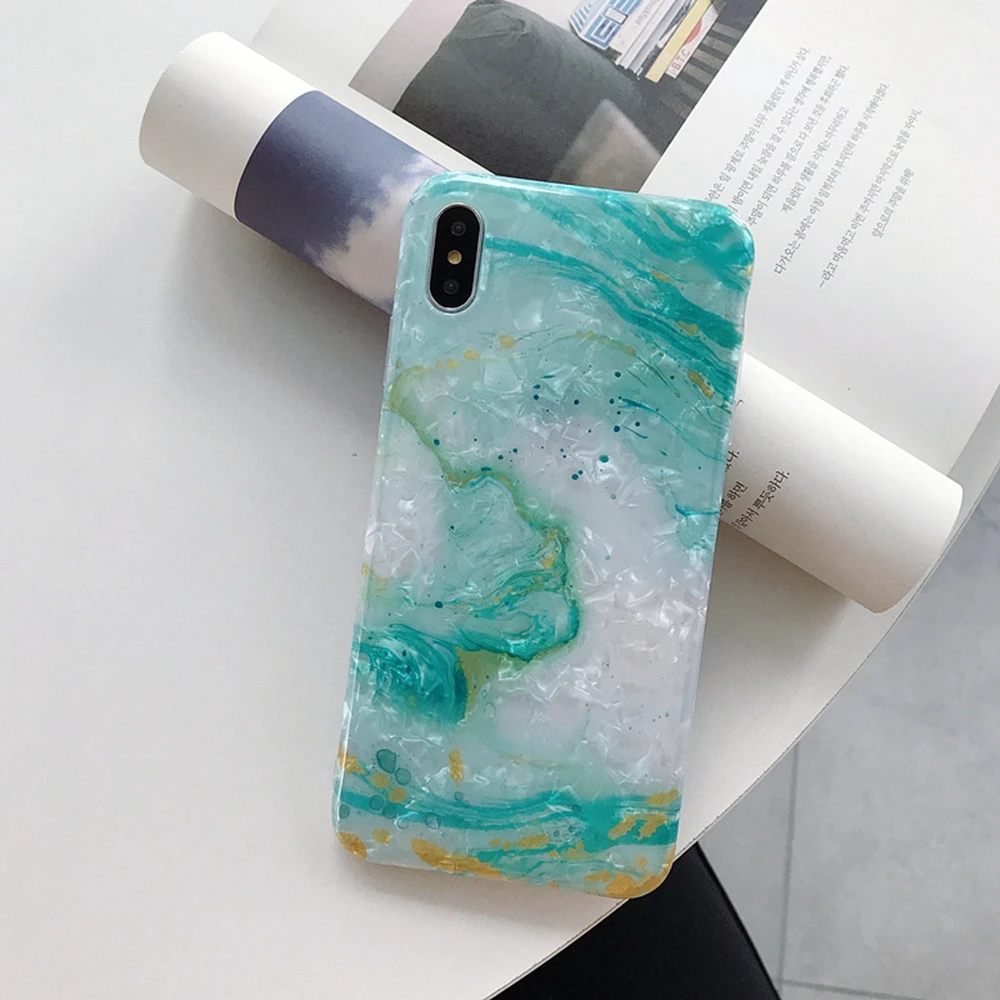 Colorful Marble Phone Case For iPhone 7 8 Plus Glitter Pattern Cover XR XS Max Soft TPU 6 |