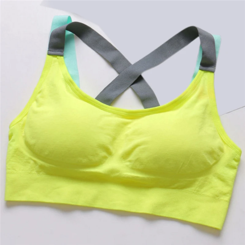 

Women Breathable Sports Bra Absorb Sweat Shockproof Padded Sports Bra Top Athletic Gym Running Fitness Yoga Sports Tops