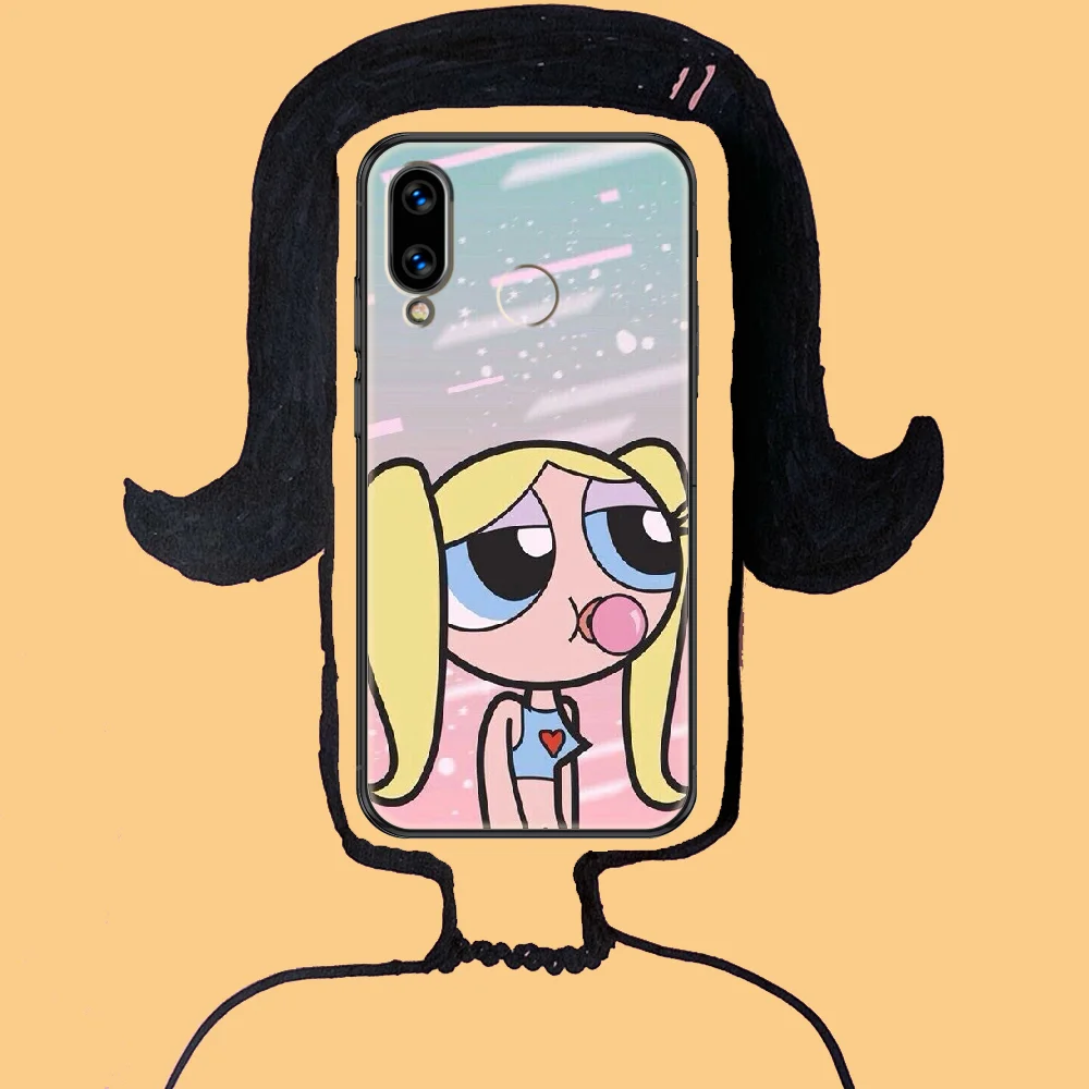 

Girl Powerpuf Lovely Phone case For Huawei Honor 6 7 8 9 10 10i 20 A C X Lite Pro Play black soft cell cover painting Etui 3D